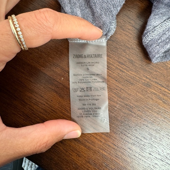 ZADIG&VOLTAIRE | Amber Lin Word Linen T-Shirt Size S - Picture 9 of 10